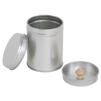 Round spice tin with innerlid and wooden knob